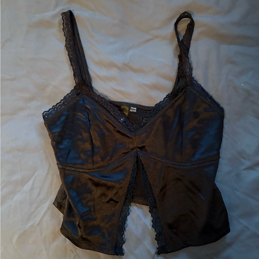Garage Black Lace Trim Crop Top